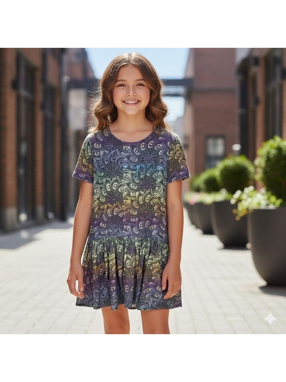 Gymboree Kids Paisley Dress Purple Orange, Short Sleeve Size 10 NWT